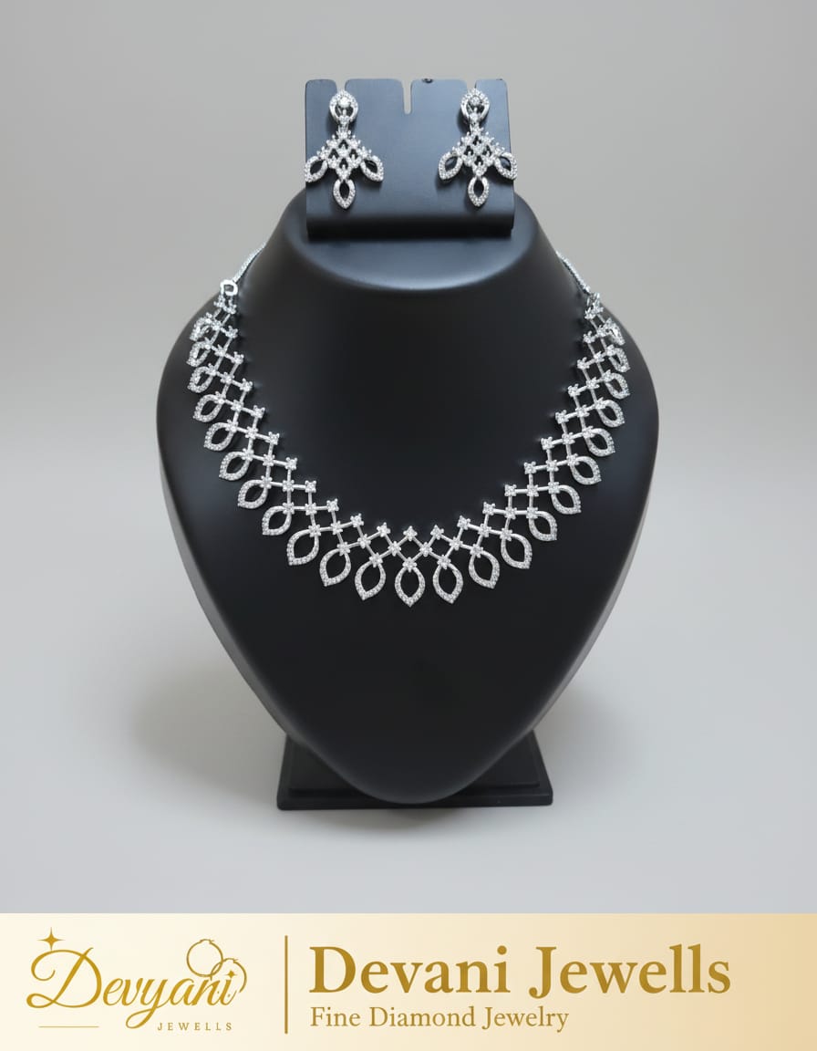 Silver Plated lattice necklace and matching drop earrings