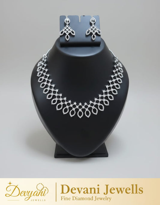 Silver Plated lattice necklace and matching drop earrings